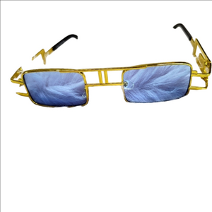 Coffee Cake Eyewear Rectangular Blue Gold Metal Sunglasses